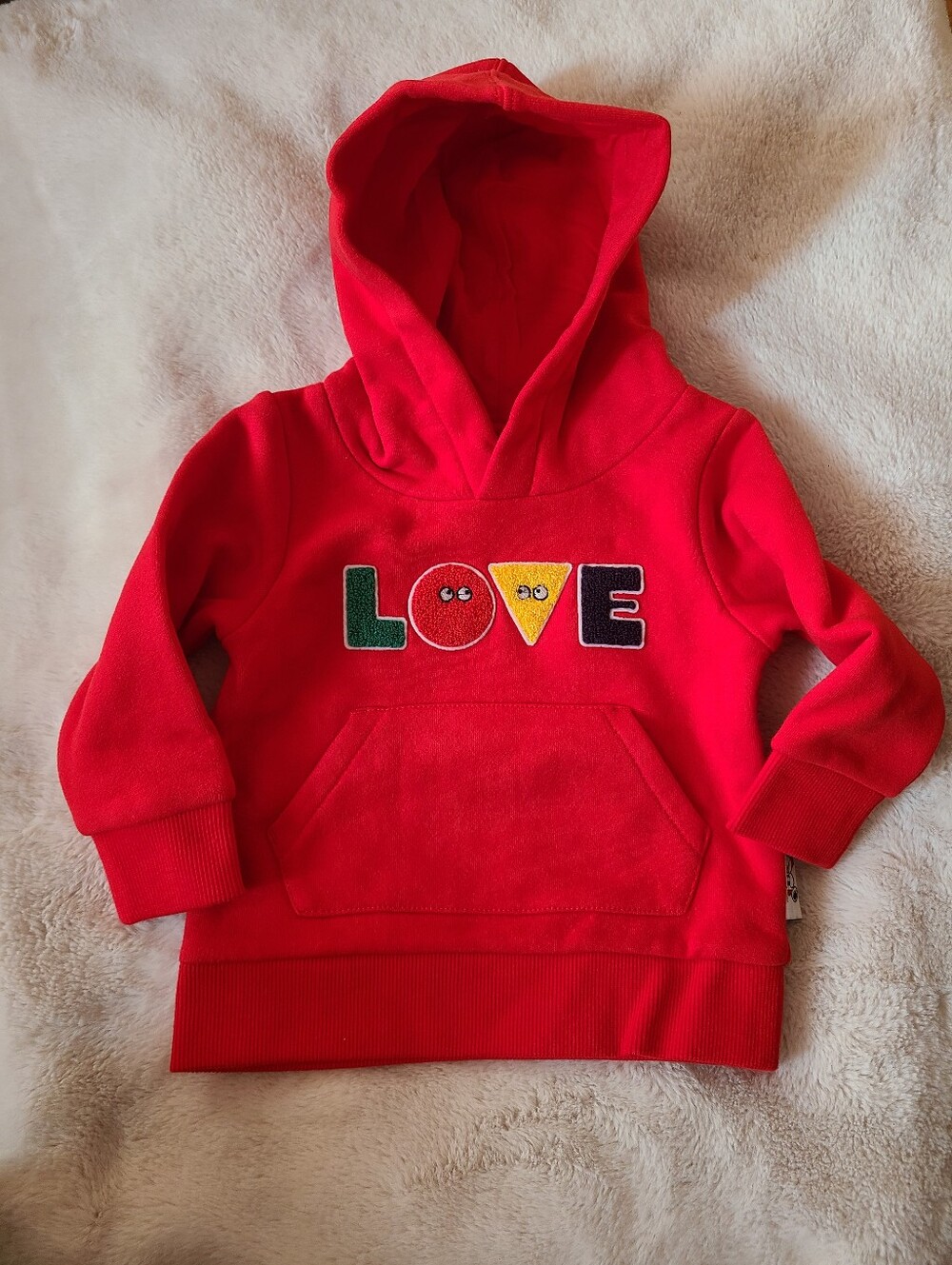 Hudson's Bay Company Stripes Kids Red Hoodie with Colorful LOVE Size 6-12months